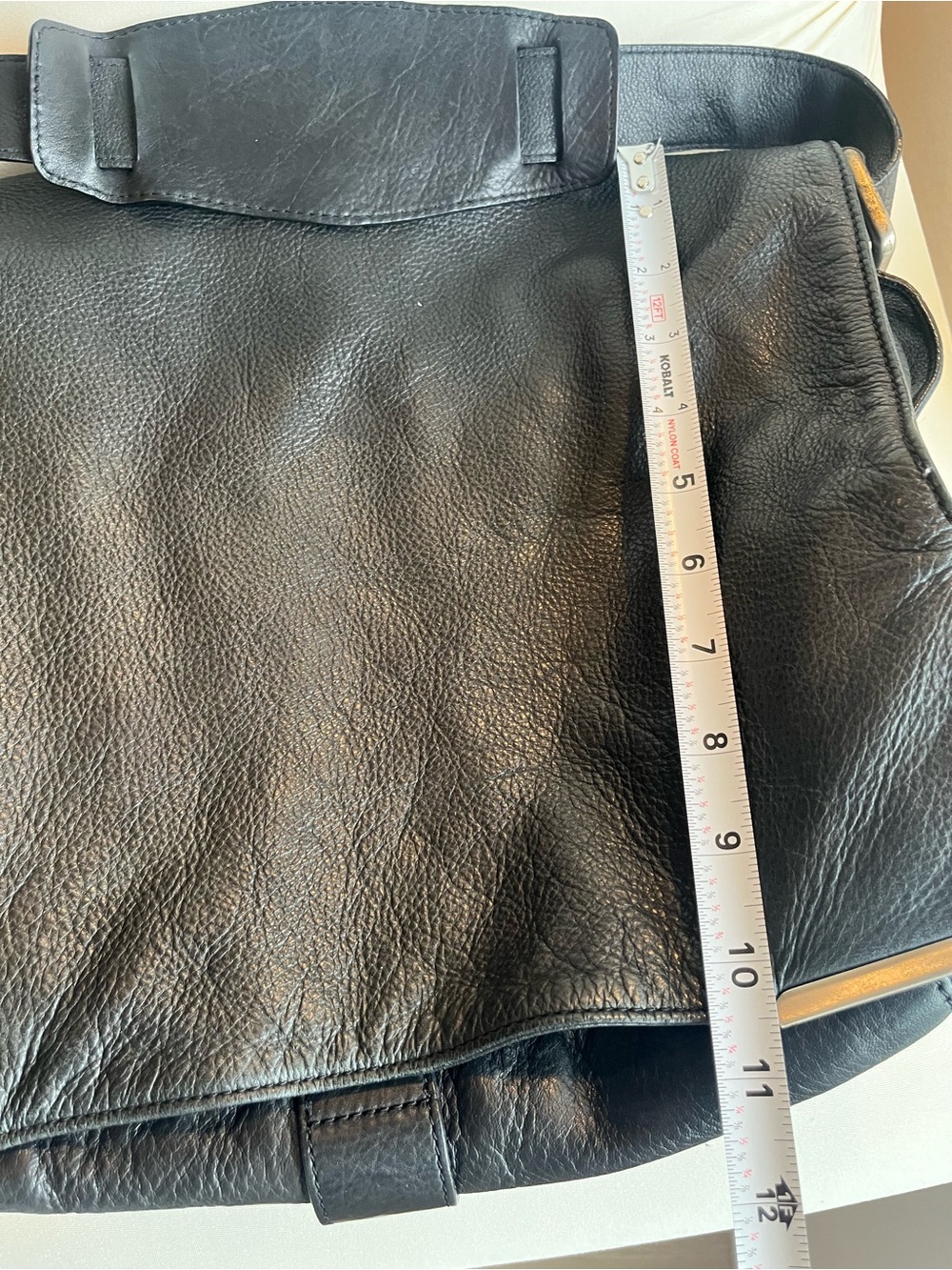 Kenneth Cole Black Leather Messenger Bag with Metal Corner Accents - Picture 9 of 9